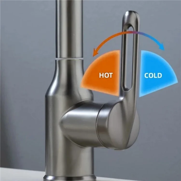 Wash Basin Rotatable Four Modes Hot and Cold Water Faucet Home Bathroom Tap with 2 Water Inlet Pipes - Grey