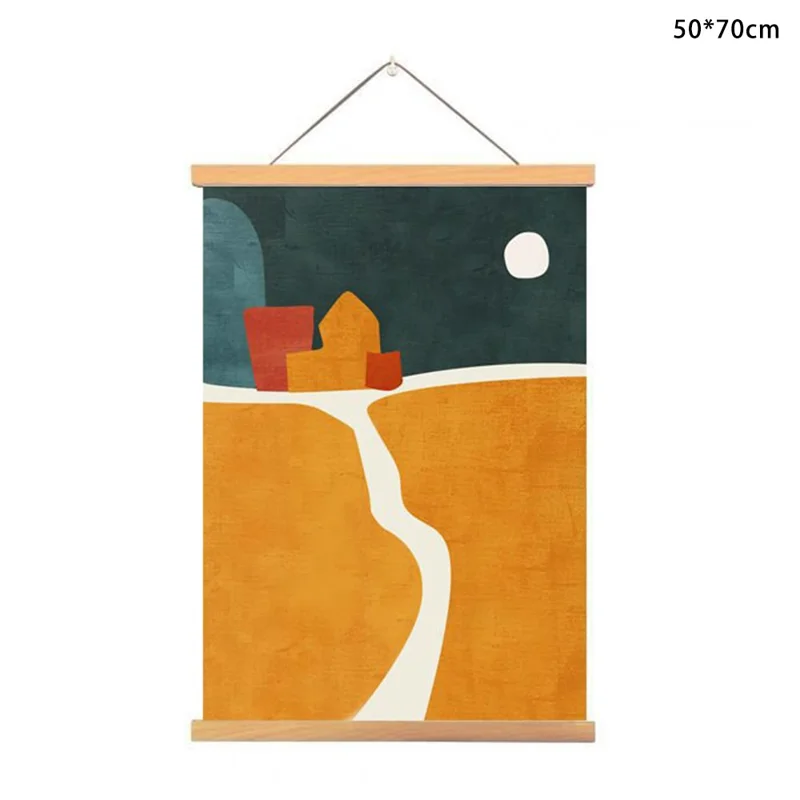 50x70cm Wall Art Hanging Scroll Painting Canvas+Wood Prints Decoration for Home Bedroom Living Room - GH252-1