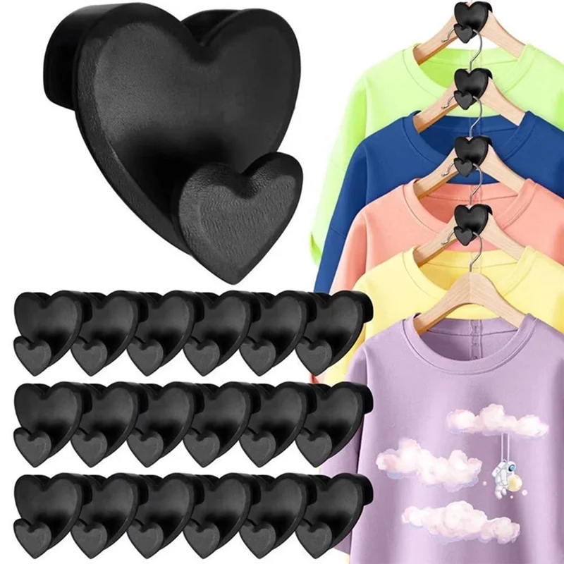 18Pcs Clothes Hanger Connector Hooks Wardrobe Save Space Organizer Hooks - Heart Shape