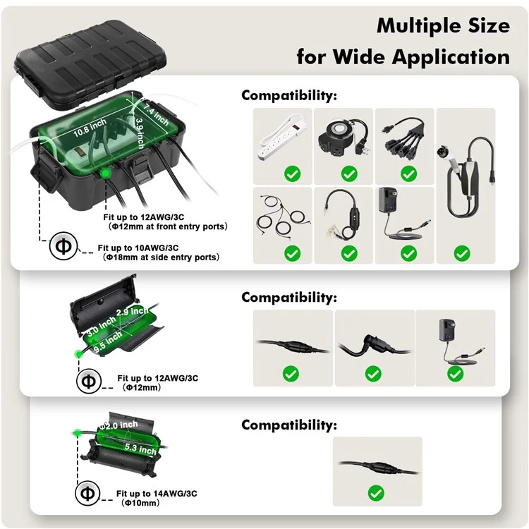 Outdoor Electrical Box IP54 Wasserdichte Verlängerungskabelabdeckungsschachtel Für Auslass / Stecker / Timer / Streckstreifen - Schwarz
