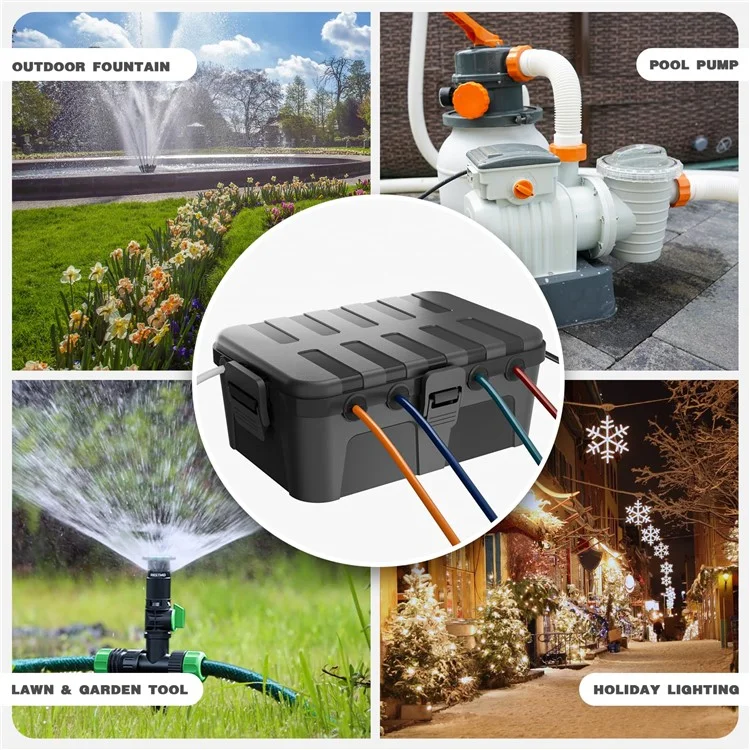 Outdoor Electrical Box IP54 Wasserdichte Verlängerungskabelabdeckungsschachtel Für Auslass / Stecker / Timer / Streckstreifen - Schwarz