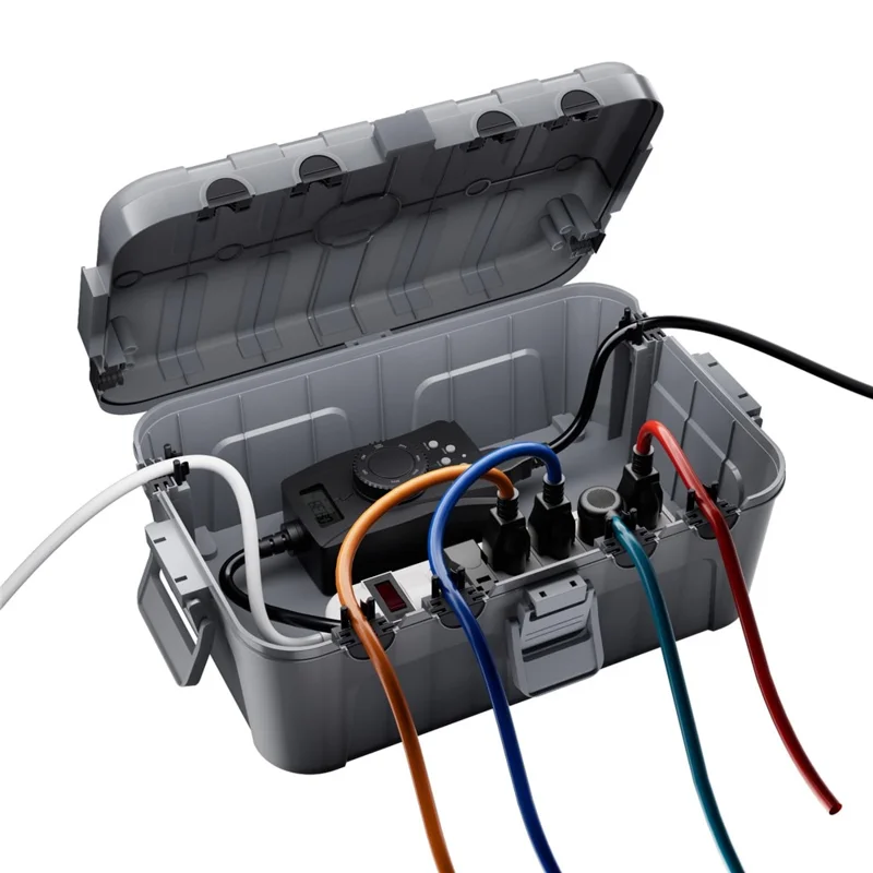 Outdoor Electrical Box IP54 Waterproof Extension Cord Cover Protective Box for Outlet / Plug / Timer / Power Strip - Grey