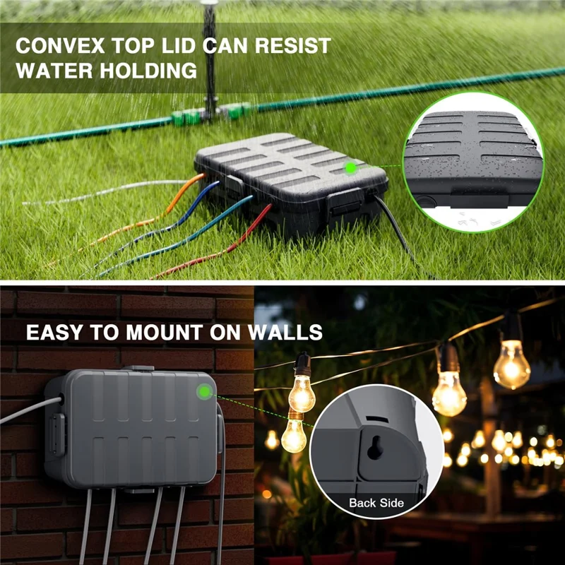 Outdoor Electrical Box IP54 Waterproof Extension Cord Cover Protective Box for Outlet / Plug / Timer / Power Strip - Grey