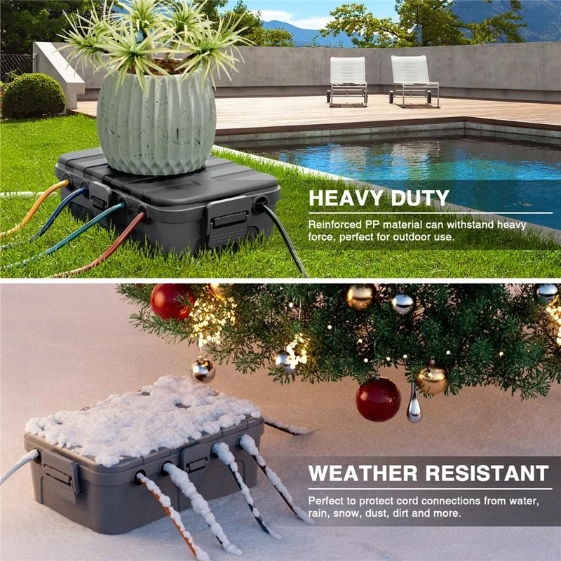 Outdoor Electrical Box IP54 Waterproof Extension Cord Cover Protective Box for Outlet / Plug / Timer / Power Strip - Grey