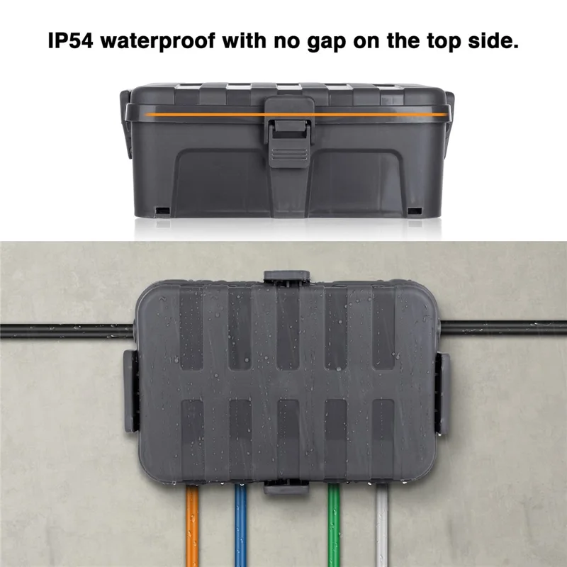 Outdoor Electrical Box IP54 Waterproof Extension Cord Cover Protective Box for Outlet / Plug / Timer / Power Strip - Grey