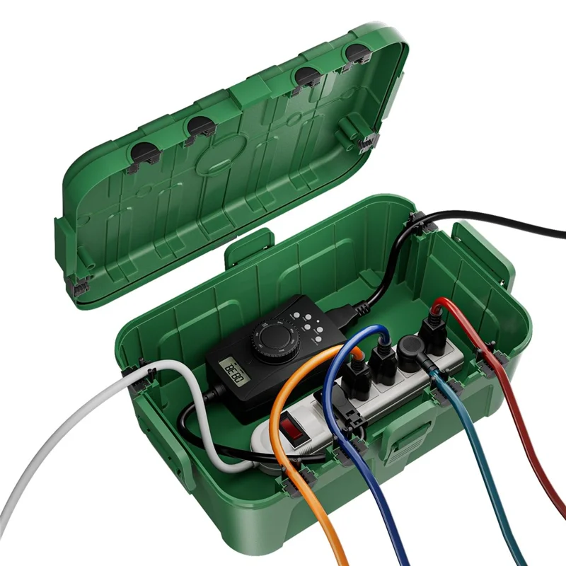 Outdoor Electrical Box IP54 Waterproof Extension Cord Cover Protective Box for Outlet / Plug / Timer / Power Strip - Green