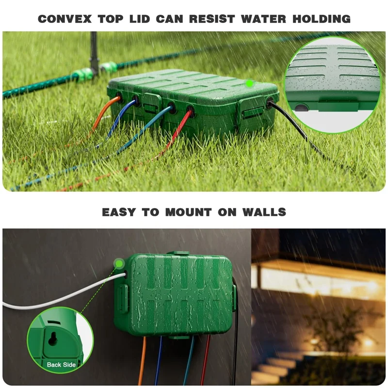 Outdoor Electrical Box IP54 Waterproof Extension Cord Cover Protective Box for Outlet / Plug / Timer / Power Strip - Green