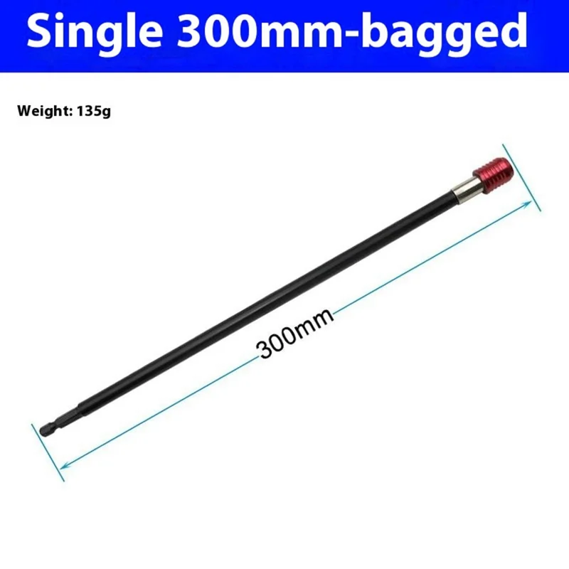 Electric Drill Bit 300mm Extension Rod Chrome Vanadium Steel Hex Shank Self-Locking Magnetic Extension Rod