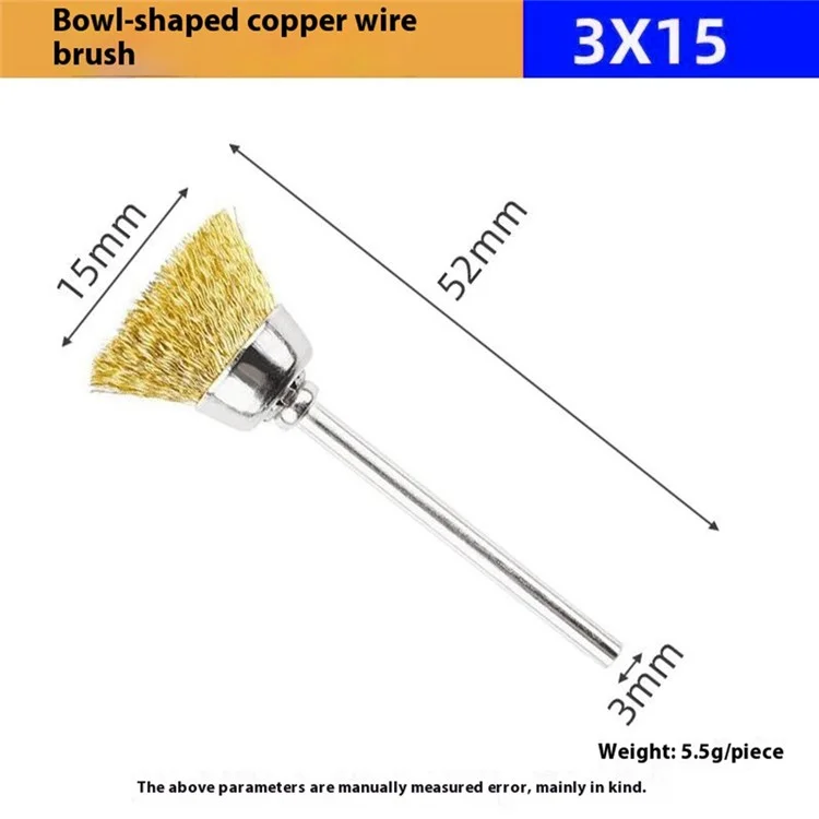 Set da 12 pezzi Spazzole per lucidatura con asta a forma di penna / a ciotola / a T in acciaio da 3 mm per smerigliatrice elettrica - Argento