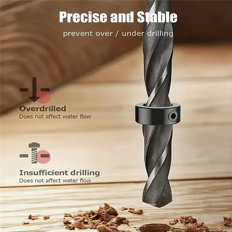 Set da 8 pezzi di collare di arresto per trapano Woodworking in acciaio al carbonio, localizzatore di fori, anelli limitatori con chiave