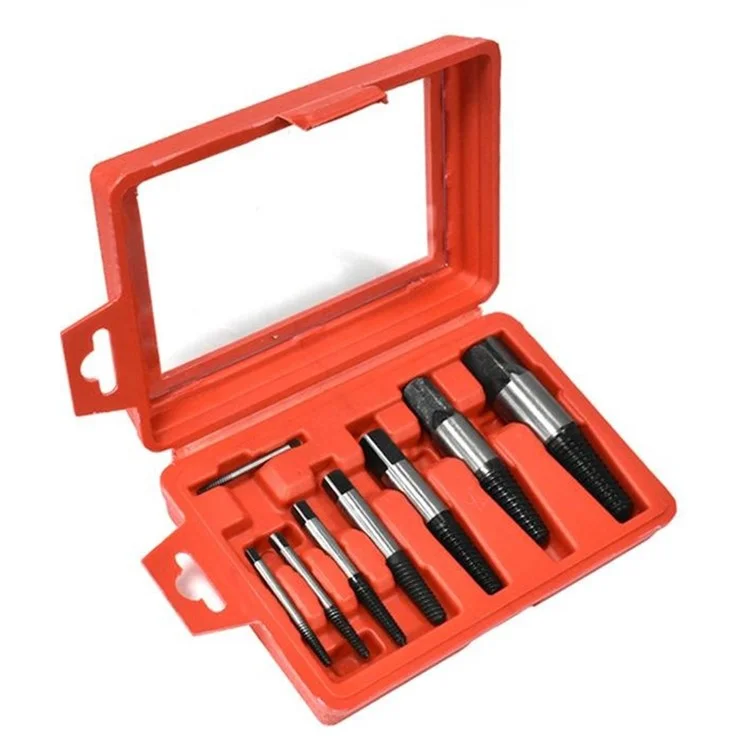 8Pcs High Carbon Steel Drill Bit Set Broken Bolt Screw Extractor Screw Remover Tool - Red Box