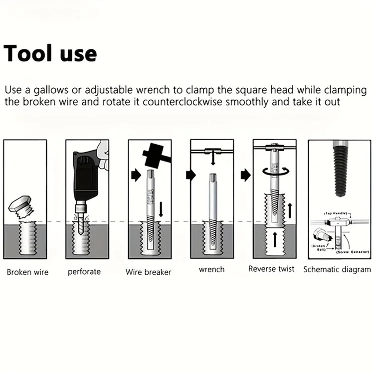 8Pcs High Carbon Steel Drill Bit Set Broken Bolt Screw Extractor Screw Remover Tool - Red Box