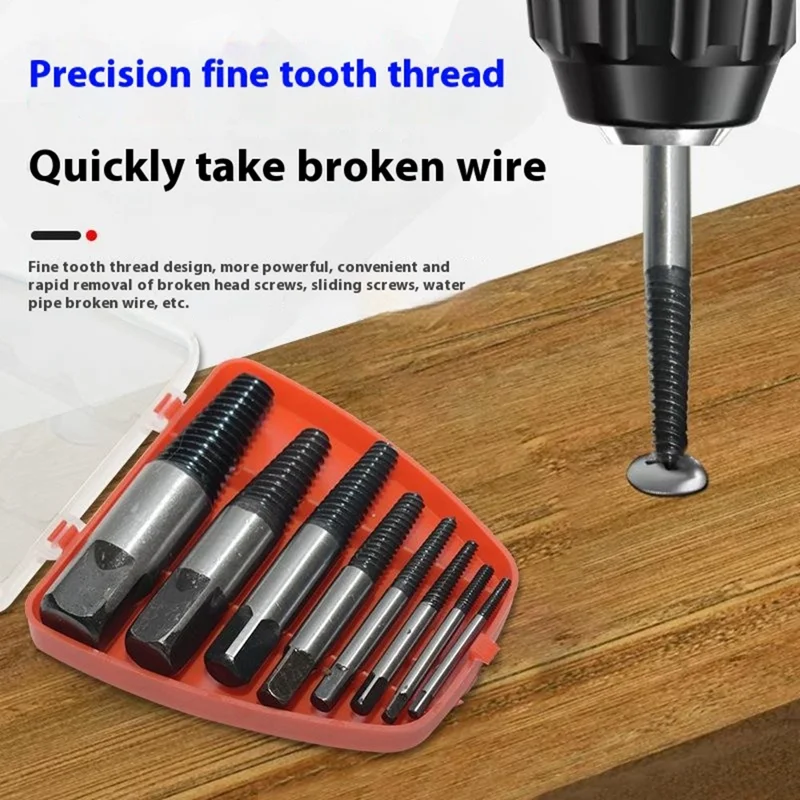 8Pcs High Carbon Steel Drill Bit Set Broken Bolt Screw Extractor Screw Remover Tool - Red Box