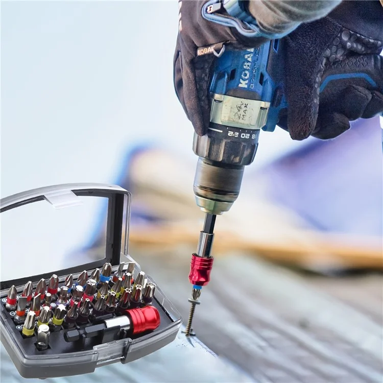 32 pezzi/set Acciaio S2 Cacciavite elettrico Punta corta Scanalata Phillips Pozidriv Torx Esagonali Aste di prolunga Kit