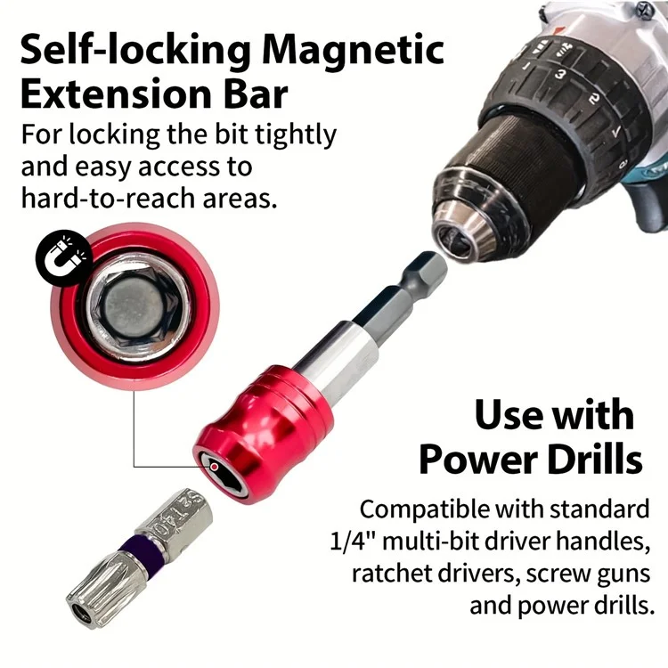 32 pezzi/set Acciaio S2 Cacciavite elettrico Punta corta Scanalata Phillips Pozidriv Torx Esagonali Aste di prolunga Kit