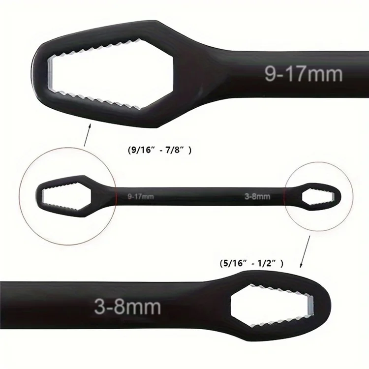 Llave Torx universal de 150 mm de 3 a 17 mm de acero al cromo-vanadio con doble cabeza autoblocante - Negro
