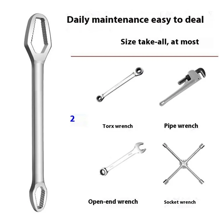 Llave Torx universal de 150 mm de 3 a 17 mm de acero al cromo-vanadio con doble cabeza autoblocante - Negro