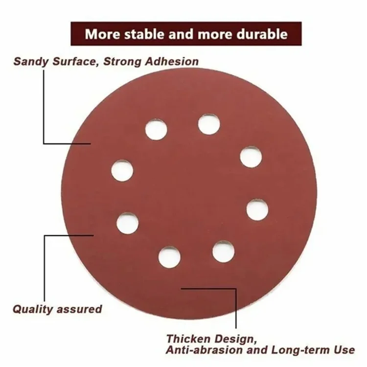 10Pcs 125mm 8 Hole Sandpaper Woodworking Metal Grinding Sanding Disc Abrasive Polishing Papers - 180 Grit