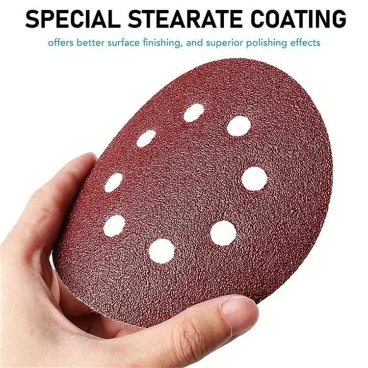 10Pcs 125mm 8 Hole Sandpaper Woodworking Metal Grinding Sanding Disc Abrasive Polishing Papers - 180 Grit