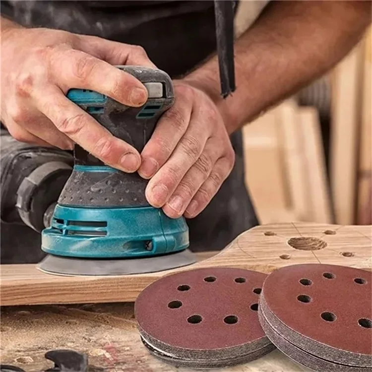 10Pcs 125mm 8 Hole Sandpaper Woodworking Metal Grinding Sanding Disc Abrasive Polishing Papers - 180 Grit