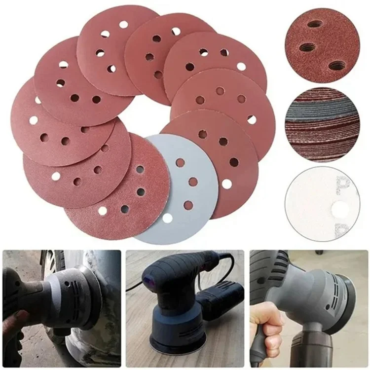 10Pcs 125mm 8 Hole Sandpaper Woodworking Metal Grinding Sanding Disc Abrasive Polishing Papers - 180 Grit