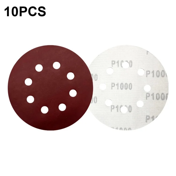 10Pcs 125mm 8 Hole Sandpaper Woodworking Metal Grinding Sanding Disc Abrasive Polishing Papers - 1000 Grit