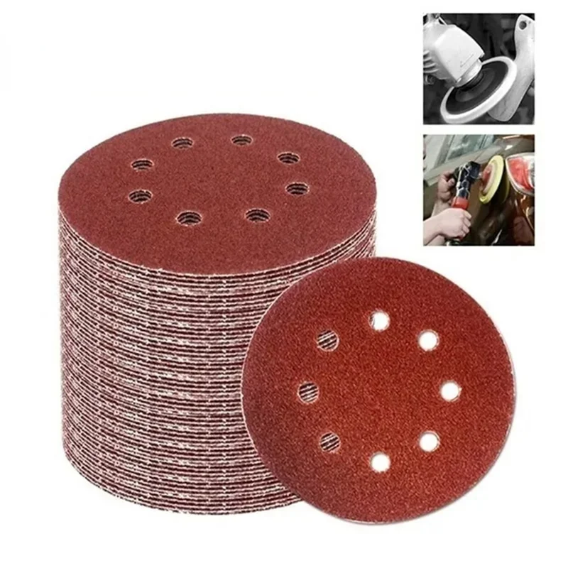 10Pcs 125mm 8 Hole Sandpaper Woodworking Metal Grinding Sanding Disc Abrasive Polishing Papers - 1200 Grit