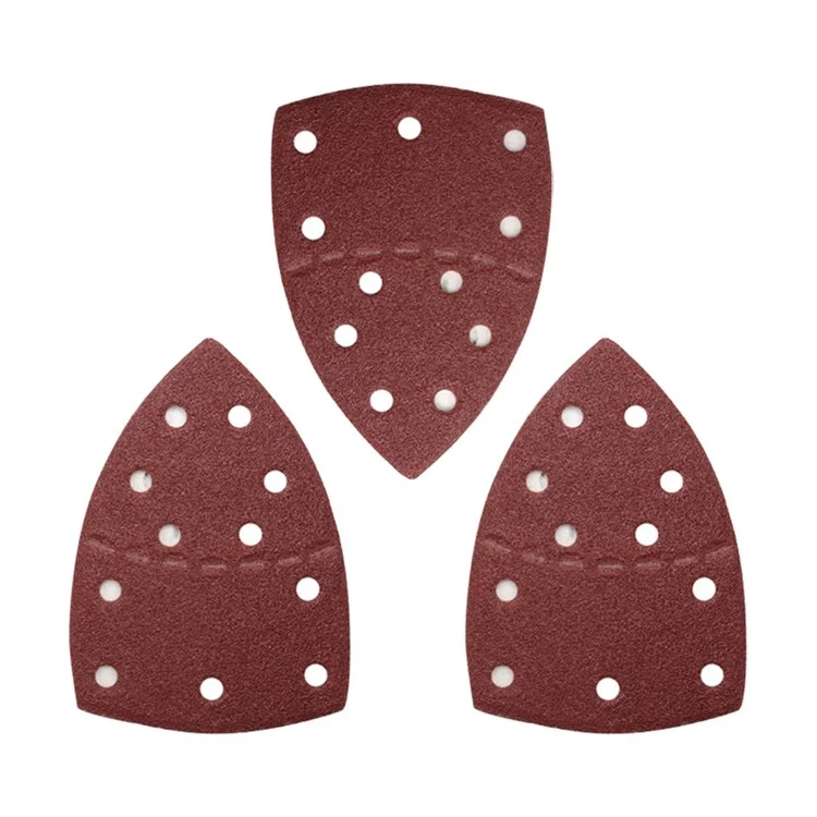 10Pcs 152x105mm Aluminum Oxide Sandpapers 11-Hole Triangular Polishing Sanding Papers - 40 Grit