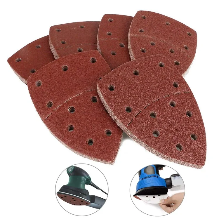 10Pcs 152x105mm Aluminum Oxide Sandpapers 11-Hole Triangular Polishing Sanding Papers - 40 Grit