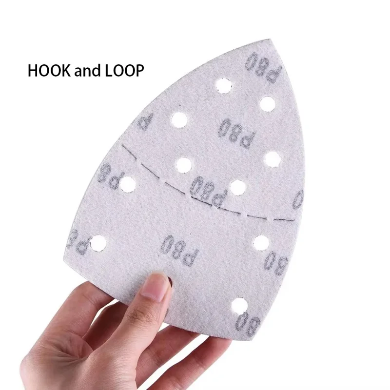 10Pcs 152x105mm Aluminum Oxide Sandpapers 11-Hole Triangular Polishing Sanding Papers - 40 Grit