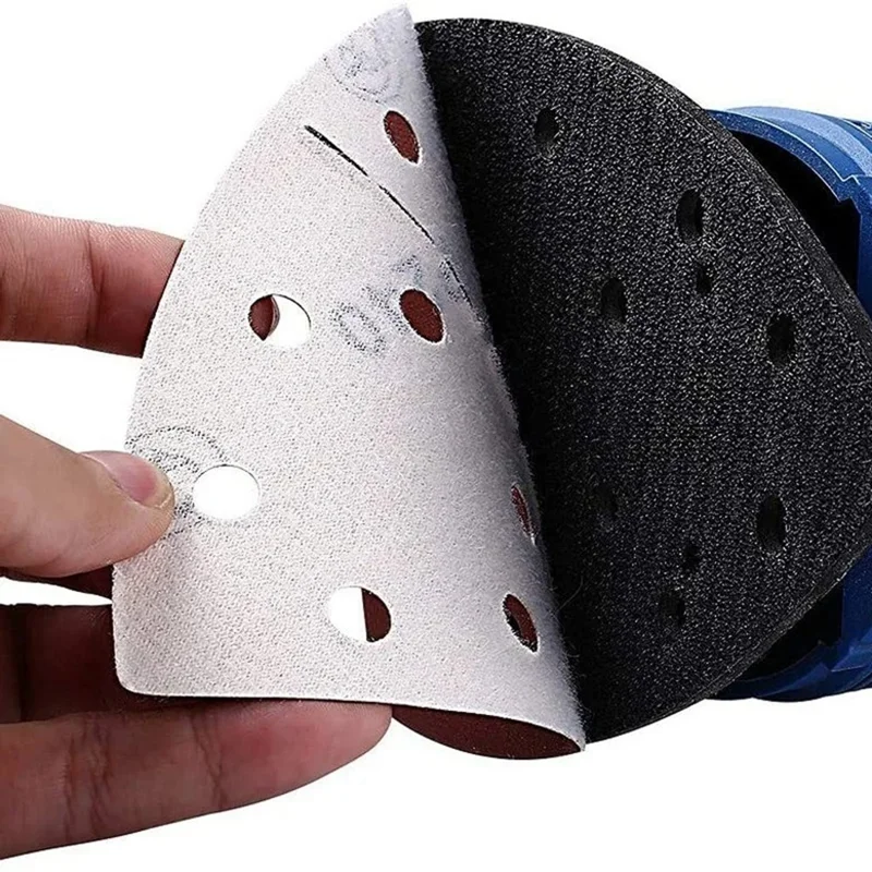10Pcs 152x105mm Aluminum Oxide Sandpapers 11-Hole Triangular Polishing Sanding Papers - 40 Grit