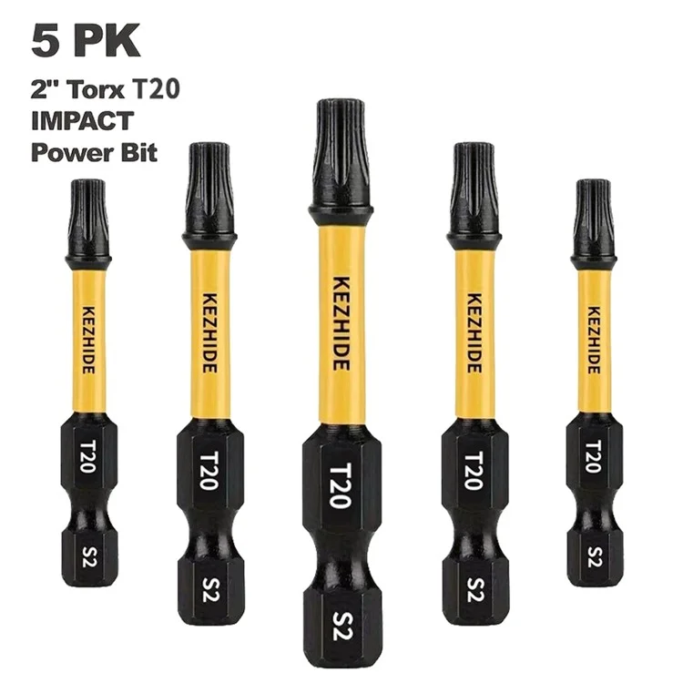 KEZHIDE 5 forets Torx de 50 mm T20 en acier allié S2 avec queue hexagonale magnétique pour perceuse à impact