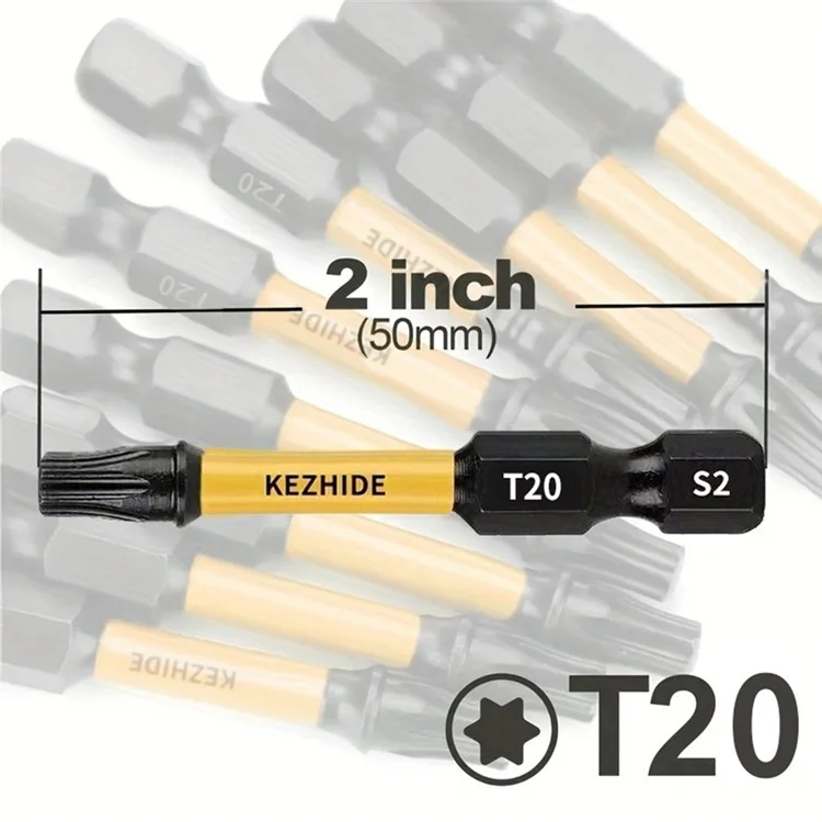 KEZHIDE 5 forets Torx de 50 mm T20 en acier allié S2 avec queue hexagonale magnétique pour perceuse à impact