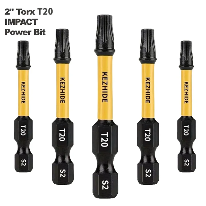 KEZHIDE 10Pzas Brocas Torx T20 de 50mm de Acero de Aleación S2 con Vástago Hexagonal Magnético y de Impacto