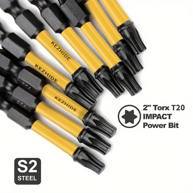 KEZHIDE 10Pzas Brocas Torx T20 de 50mm de Acero de Aleación S2 con Vástago Hexagonal Magnético y de Impacto