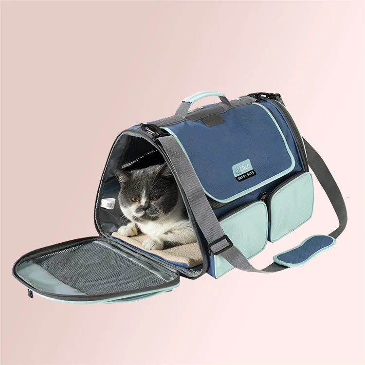 LDLC QS-062 Bolsa de Transportadora de Gato Respirável Bolsa Portátil de Cachorro de Cachorro de Cachorro ao ar Livre - Azul