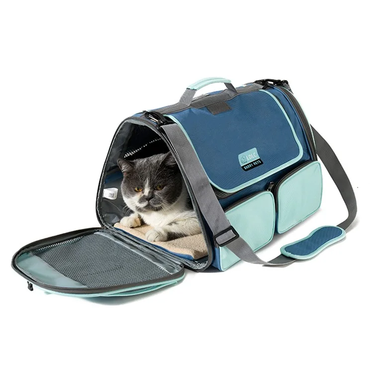 LDLC QS-062 Breathable Cat Carrier Bag Portable Handbag Outdoor Dog Puppy Single Shoulder Bag - Blue