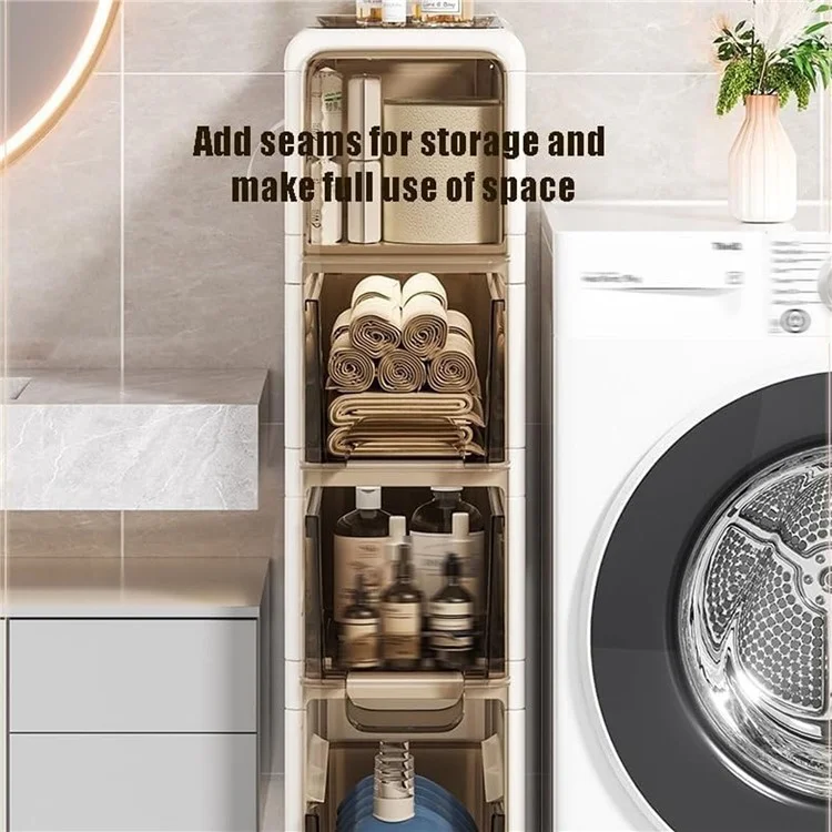 2-Tier Slim Bathroom Storage Cabinet Tissue Dispenser PP + PS Narrow Gap Organizer Shelf
