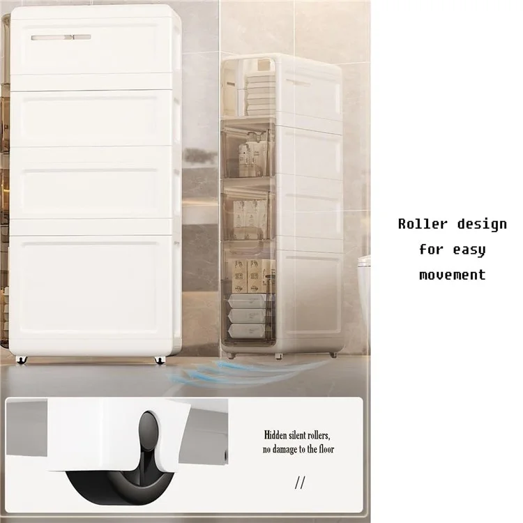 2-Tier Slim Bathroom Storage Cabinet Tissue Dispenser PP + PS Narrow Gap Organizer Shelf