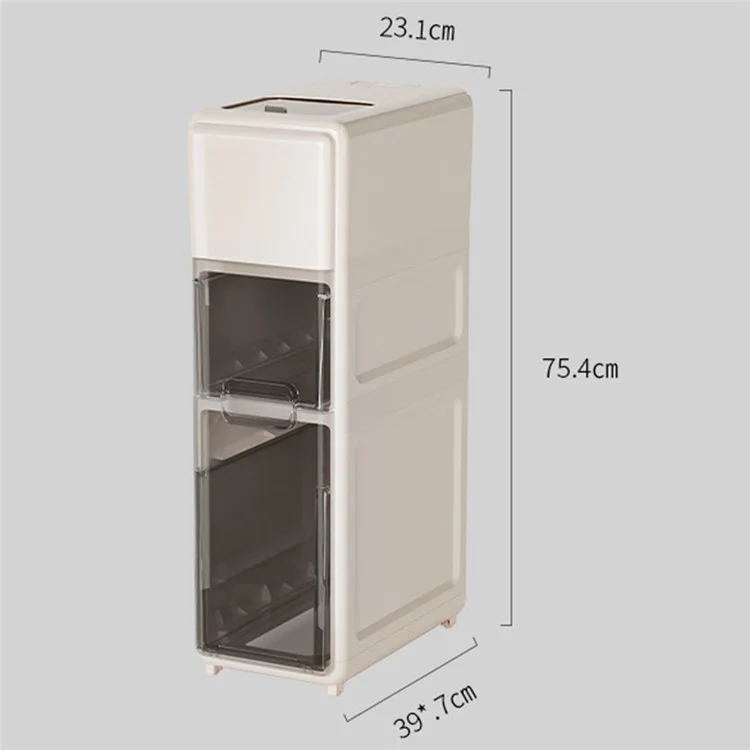 Three Layer Rice Storage Container Kitchen Slim Corner Storage Bin with Drawer (BPA Free, No FDA)
