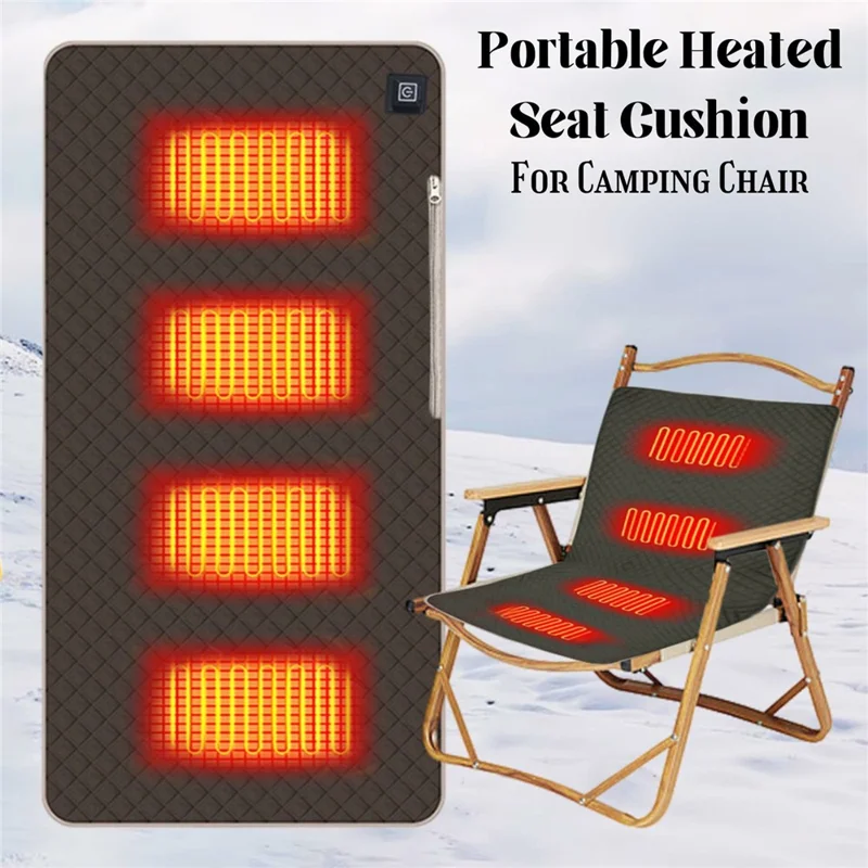 45x90cm Heated Seat Cushion 3 Temperature Settings USB Powered Portable Warming Pad - Coffee