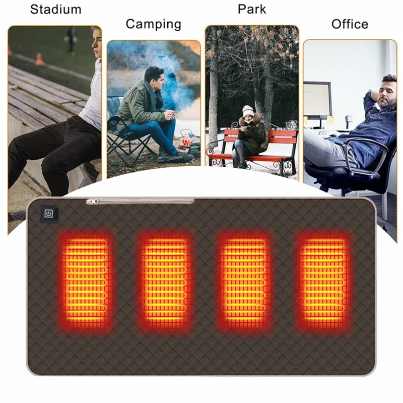 45x90cm Heated Seat Cushion 3 Temperature Settings USB Powered Portable Warming Pad - Coffee