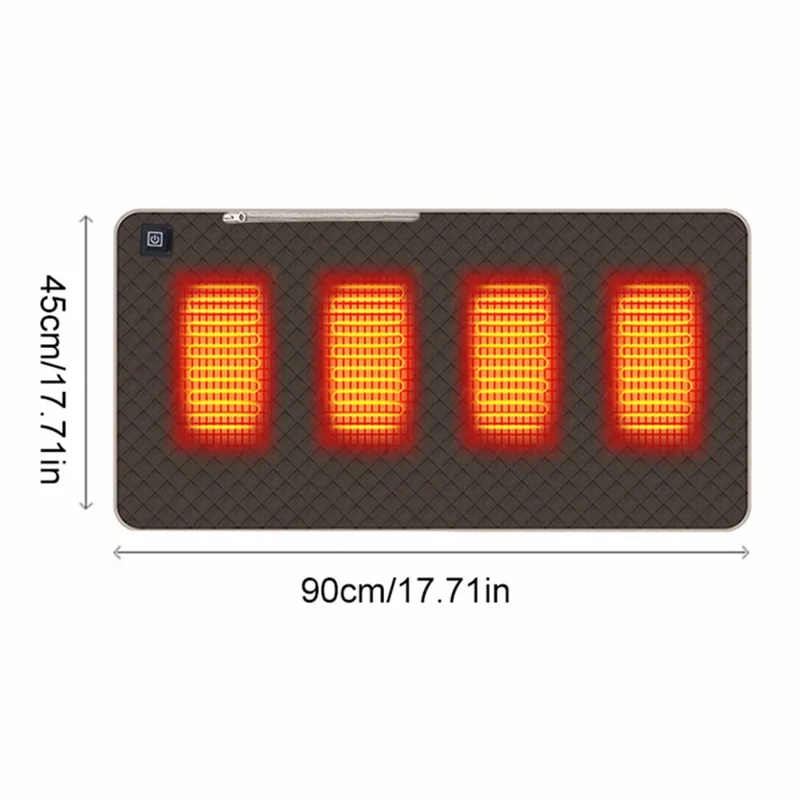 45x90cm Heated Seat Cushion 3 Temperature Settings USB Powered Portable Warming Pad - Coffee
