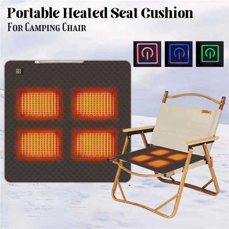 45x45cm Heated Seat Cushion 3 Temperature Settings USB Powered Portable Warming Pad - Coffee