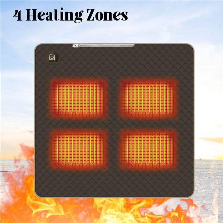 45x45cm Heated Seat Cushion 3 Temperature Settings USB Powered Portable Warming Pad - Coffee