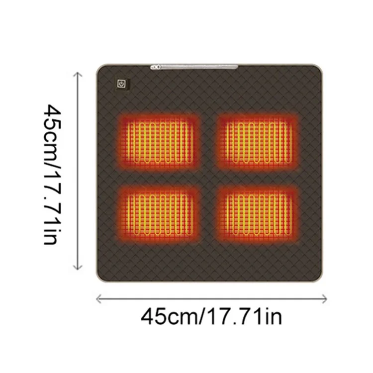 45x45cm Heated Seat Cushion 3 Temperature Settings USB Powered Portable Warming Pad - Coffee