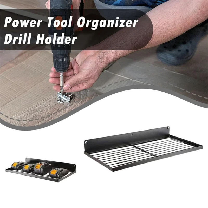 Upper Layer Wall Mount Power Tool Storage Rack for Drills Screwdrivers Space Saving Metal Shelf