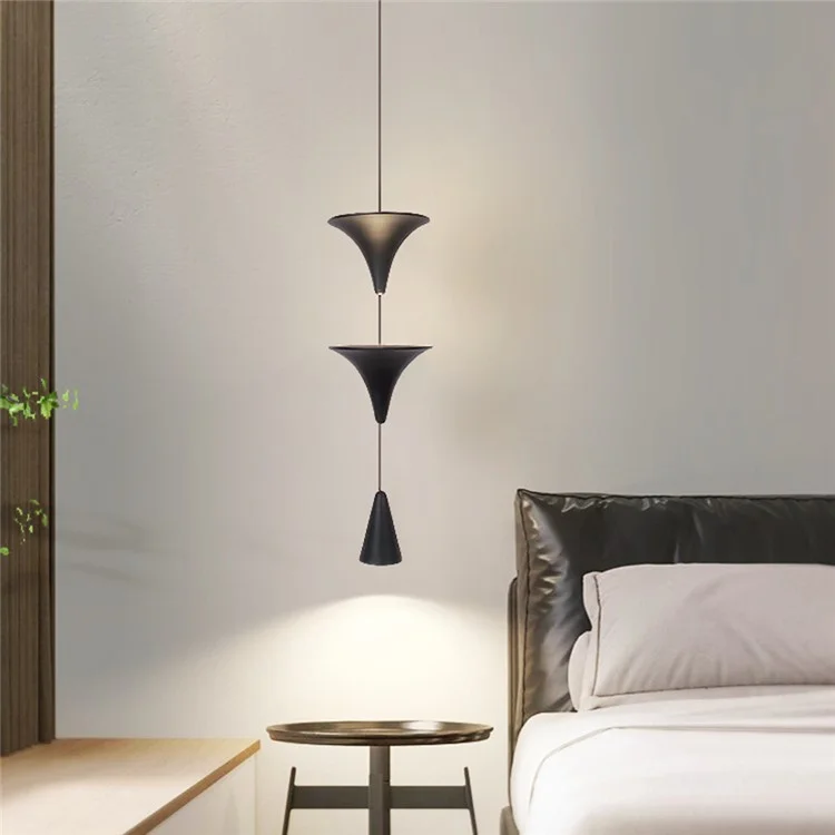 Konische hängende Leuchte Nachttisch Sofa Einzigartiges Wohnzimmer Esszimmer hängende Lampe, warmes Licht - Schwarz