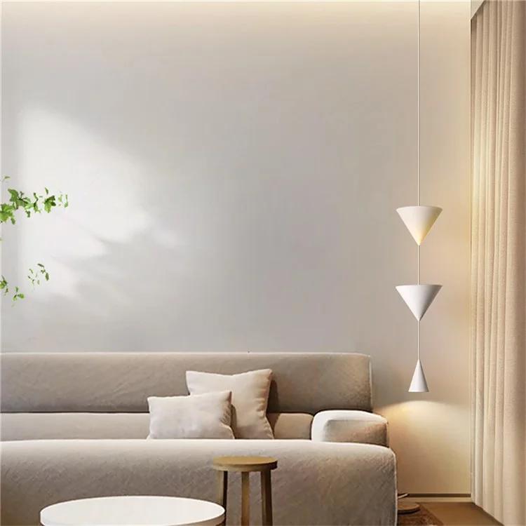 Konische hängende Leuchte Nachttisch Sofa Einzigartiges Wohnzimmer Esszimmer hängende Lampe, warmes Licht - Schwarz