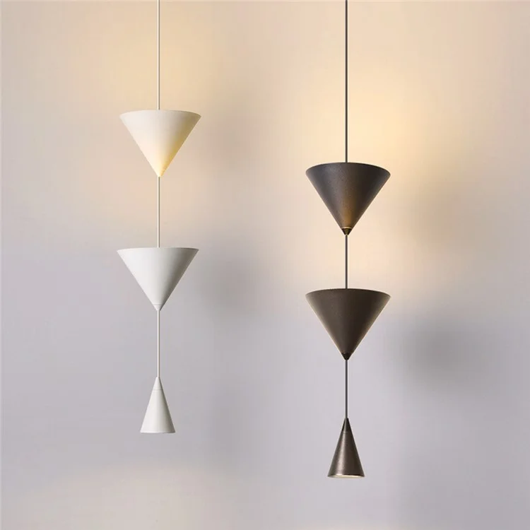 Konische hängende Leuchte Nachttisch Sofa Einzigartiges Wohnzimmer Esszimmer hängende Lampe, warmes Licht - Schwarz